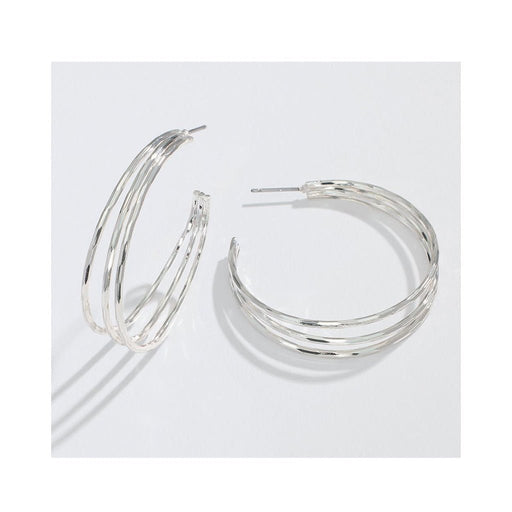 Periwinkle by Barlow :1.5" Delicate Hammer Silver - Earrings - Periwinkle by Barlow :1.5" Delicate Hammer Silver - Earrings