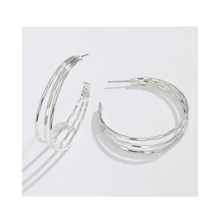 Periwinkle by Barlow :1.5" Delicate Hammer Silver - Earrings - Periwinkle by Barlow :1.5" Delicate Hammer Silver - Earrings