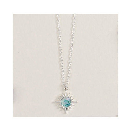 Periwinkle by Barlow : 18" Silver Burst with Aqua Shell Inlay - Necklace - Periwinkle by Barlow : 18" Silver Burst with Aqua Shell Inlay - Necklace