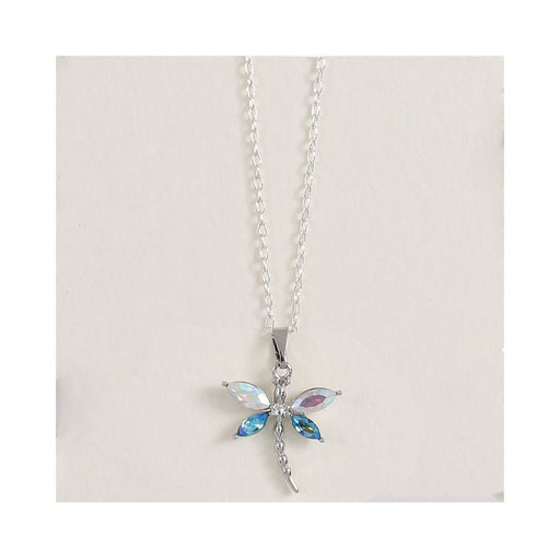 Periwinkle by Barlow : Aqua and Clear AB Crystal Dragonflies - Necklace - Periwinkle by Barlow : Aqua and Clear AB Crystal Dragonflies - Necklace