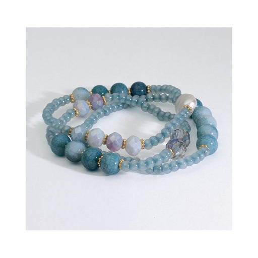 Periwinkle by Barlow : Aquamarine beads with crystal and pearl-Bracelet - Periwinkle by Barlow : Aquamarine beads with crystal and pearl-Bracelet