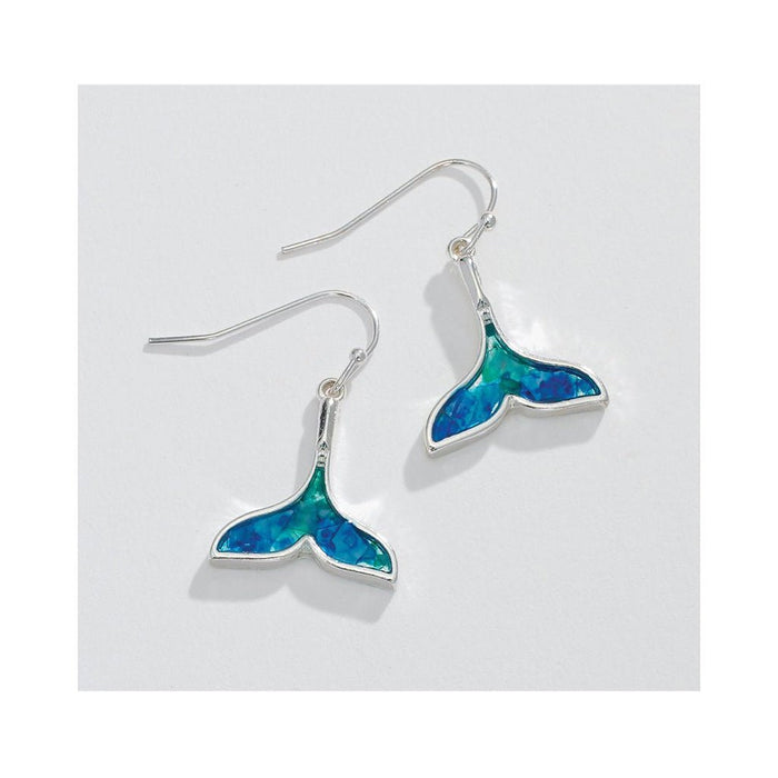 Periwinkle by Barlow : Blue Glitter Resin Inlay Whale Tail - Earrings - Periwinkle by Barlow : Blue Glitter Resin Inlay Whale Tail - Earrings