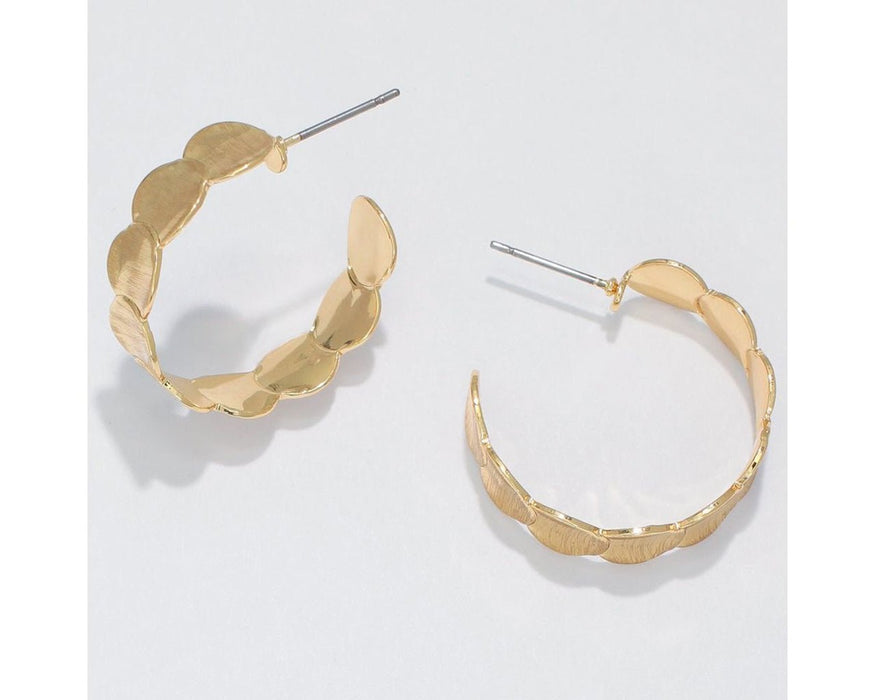 Periwinkle by Barlow : Brushed Lovely Gold Hoops - Earrings - Periwinkle by Barlow : Brushed Lovely Gold Hoops - Earrings