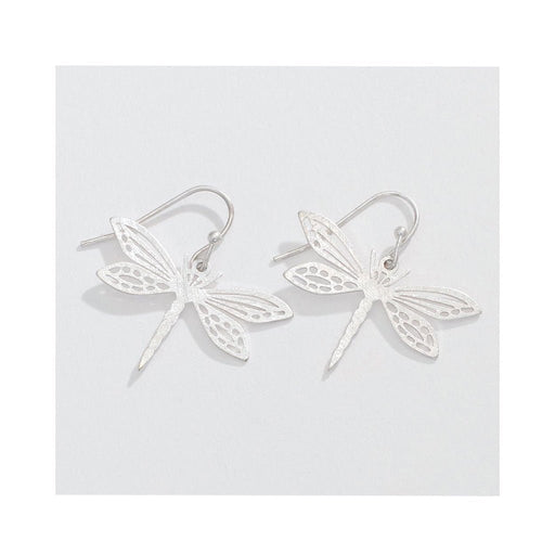 Periwinkle by Barlow : Brushed Silver Dragonfly Cutouts -Earrings - Periwinkle by Barlow : Brushed Silver Dragonfly Cutouts -Earrings