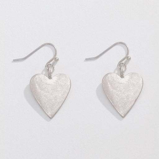 Periwinkle by Barlow : Brushed Silver Hearts - Earrings - Periwinkle by Barlow : Brushed Silver Hearts - Earrings