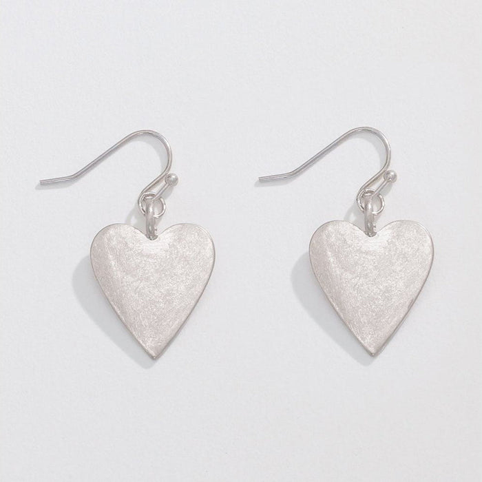 Periwinkle by Barlow : Brushed Silver Hearts - Earrings - Periwinkle by Barlow : Brushed Silver Hearts - Earrings