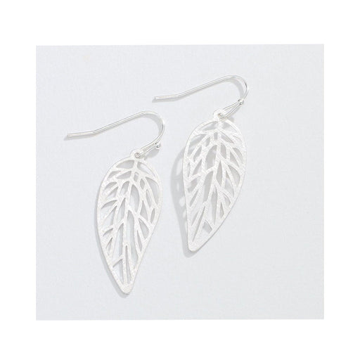 Periwinkle by Barlow : Brushed Silver Leaf Cutouts - Earrings - Periwinkle by Barlow : Brushed Silver Leaf Cutouts - Earrings