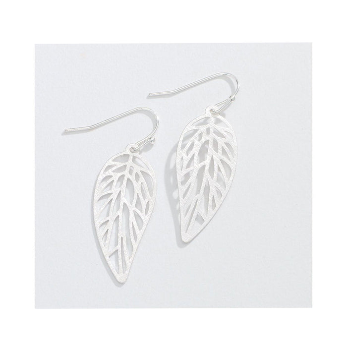 Periwinkle by Barlow : Brushed Silver Leaf Cutouts - Earrings - Periwinkle by Barlow : Brushed Silver Leaf Cutouts - Earrings