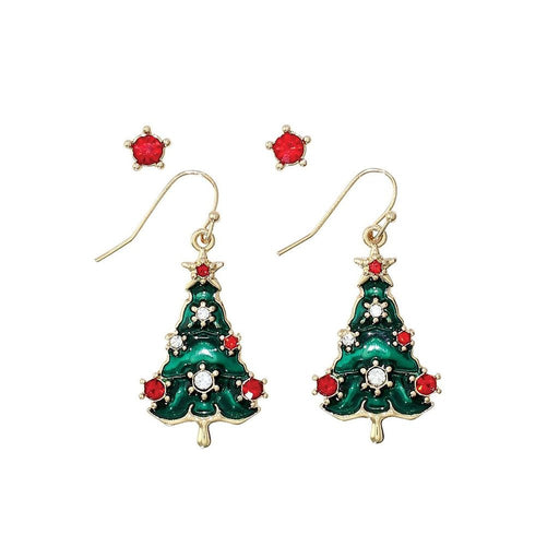 Periwinkle by Barlow : Christmas Tree and Red Crystal Set - Earrings - Periwinkle by Barlow : Christmas Tree and Red Crystal Set - Earrings