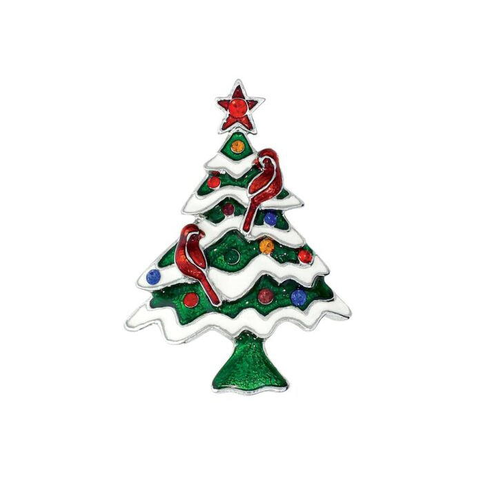 Periwinkle by Barlow : Christmas Tree with Cardinal - Pin - Periwinkle by Barlow : Christmas Tree with Cardinal - Pin