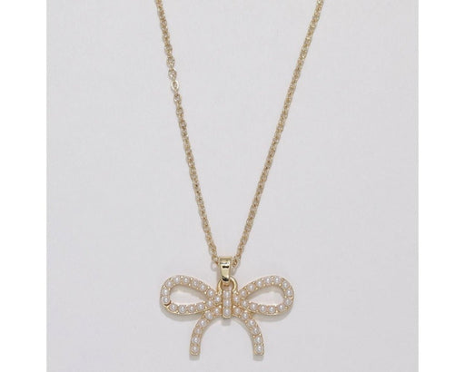 Periwinkle by Barlow : Delightful gold bow with pearls - Necklace - Periwinkle by Barlow : Delightful gold bow with pearls - Necklace