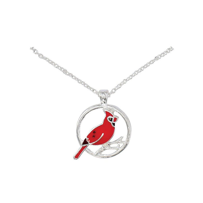 Periwinkle by Barlow : Enameled Cardinal on a Silver Branch - Periwinkle by Barlow : Enameled Cardinal on a Silver Branch