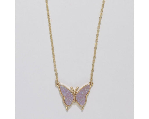 Periwinkle by Barlow : Gold Butterflies with Lavender Druzy Wings - Necklace - Periwinkle by Barlow : Gold Butterflies with Lavender Druzy Wings - Necklace