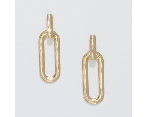 Periwinkle by Barlow : Gold hammered Oval Drops - Earrings - Periwinkle by Barlow : Gold hammered Oval Drops - Earrings