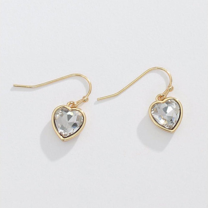 Periwinkle by Barlow : Gold hearts with crystal inlay - Earrings - Periwinkle by Barlow : Gold hearts with crystal inlay - Earrings