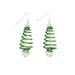 Periwinkle by Barlow : Green Wire Christmas Trees With Silver Bell - Earrings - Periwinkle by Barlow : Green Wire Christmas Trees With Silver Bell - Earrings