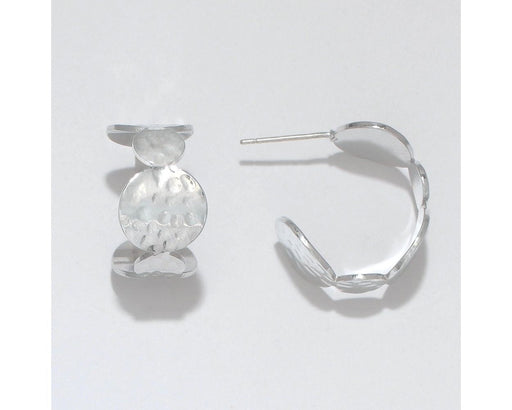 Periwinkle by Barlow : Hammered bright Rhodium Hoops - Earrings - Periwinkle by Barlow : Hammered bright Rhodium Hoops - Earrings