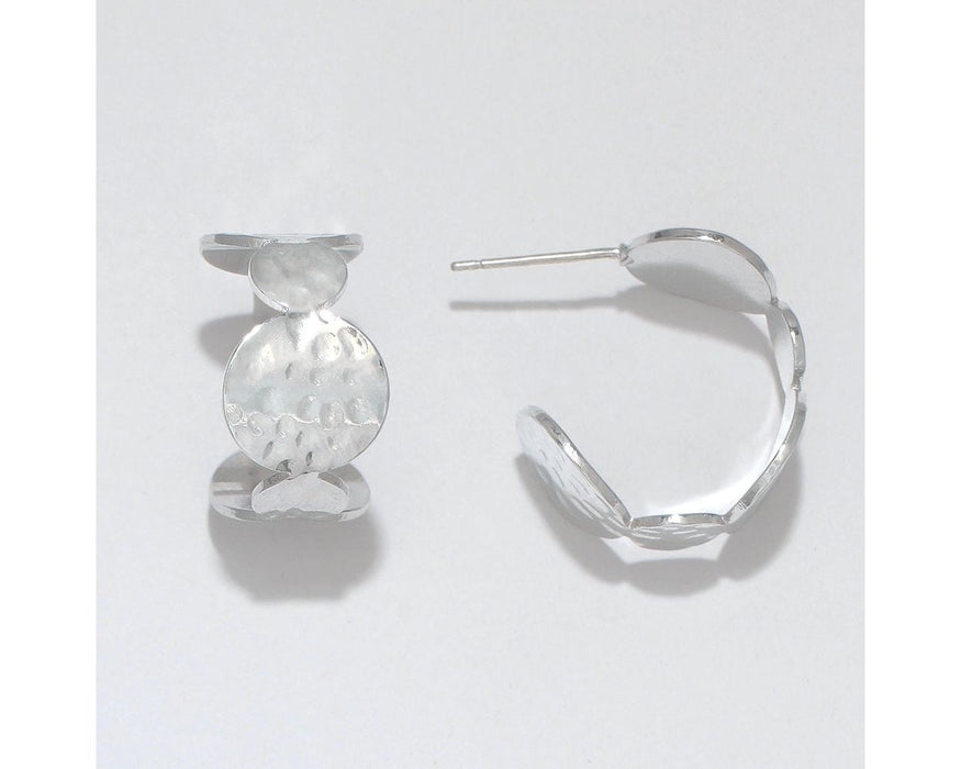 Periwinkle by Barlow : Hammered bright Rhodium Hoops - Earrings - Periwinkle by Barlow : Hammered bright Rhodium Hoops - Earrings