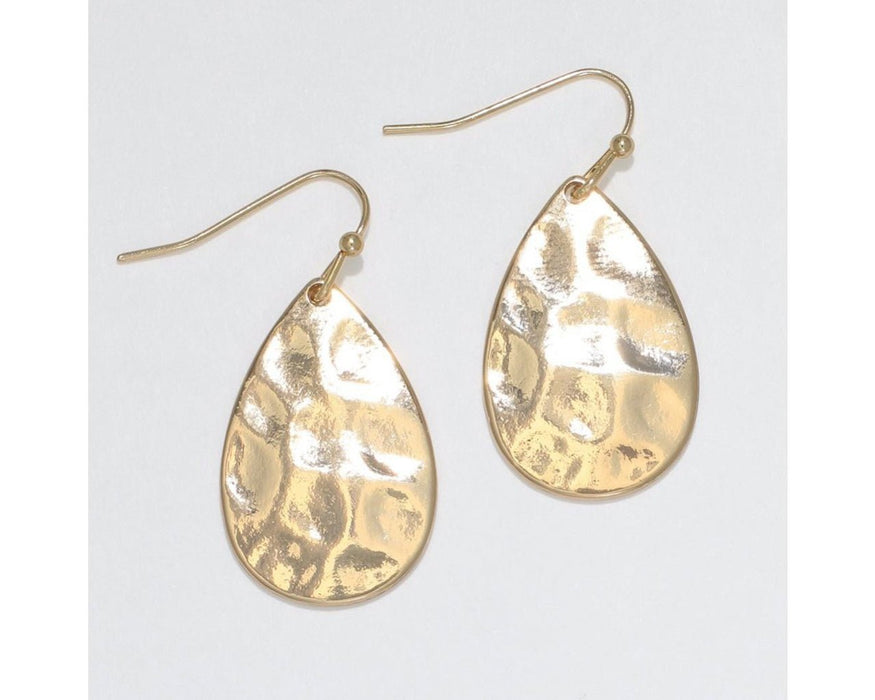 Periwinkle by Barlow : Hammered Gold Teardrops - Earrings - Periwinkle by Barlow : Hammered Gold Teardrops - Earrings