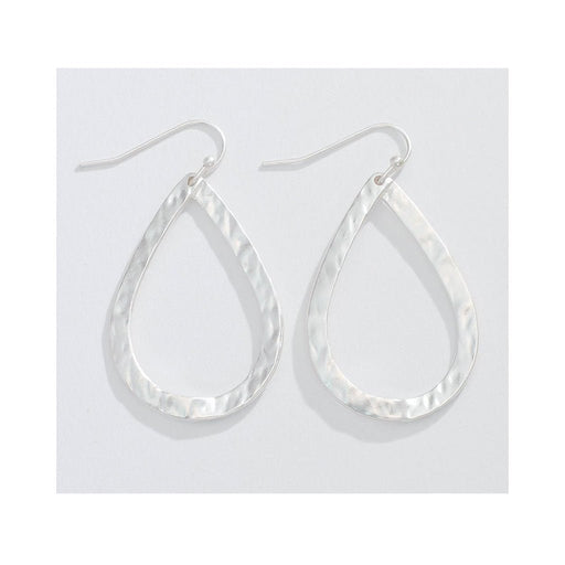 Periwinkle by Barlow : Hammered Matte Silver Open Teardrop- Earrings - Periwinkle by Barlow : Hammered Matte Silver Open Teardrop- Earrings