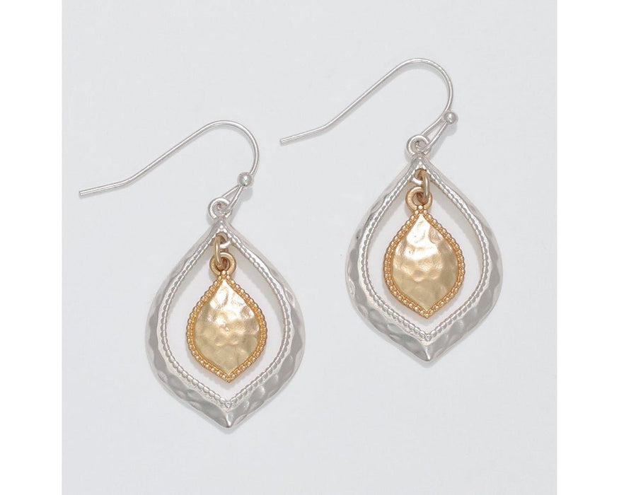 Periwinkle by Barlow : Hammered Matte Two - Tone Drops - Earrings - Periwinkle by Barlow : Hammered Matte Two - Tone Drops - Earrings