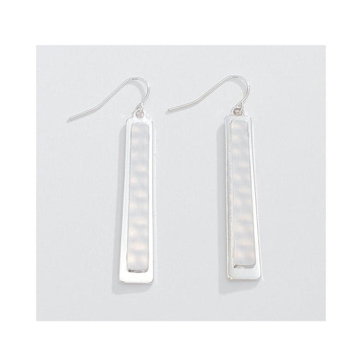 Periwinkle by Barlow : Hammered Over Polished Silver Rectangle Drops - Earrings - Periwinkle by Barlow : Hammered Over Polished Silver Rectangle Drops - Earrings