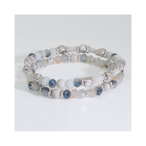 Periwinkle by Barlow : Howlite and Silver Beads with Crystals -Bracelet - Periwinkle by Barlow : Howlite and Silver Beads with Crystals -Bracelet