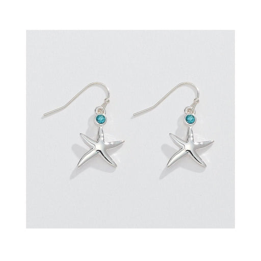 Periwinkle by Barlow : Leaping Starfish with Aqua Crystals - Earrings - Periwinkle by Barlow : Leaping Starfish with Aqua Crystals - Earrings