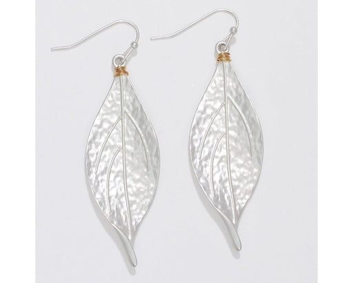 Periwinkle by Barlow : Matte Silver Leaves with Gold Wire Wrap - Earrings - Periwinkle by Barlow : Matte Silver Leaves with Gold Wire Wrap - Earrings