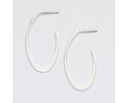 Periwinkle by Barlow : Matte silver oval hoops - Earrings - Periwinkle by Barlow : Matte silver oval hoops - Earrings