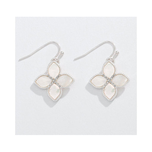 Periwinkle by Barlow : Mother of Pearl Flower with Crystals - Earrings - Periwinkle by Barlow : Mother of Pearl Flower with Crystals - Earrings