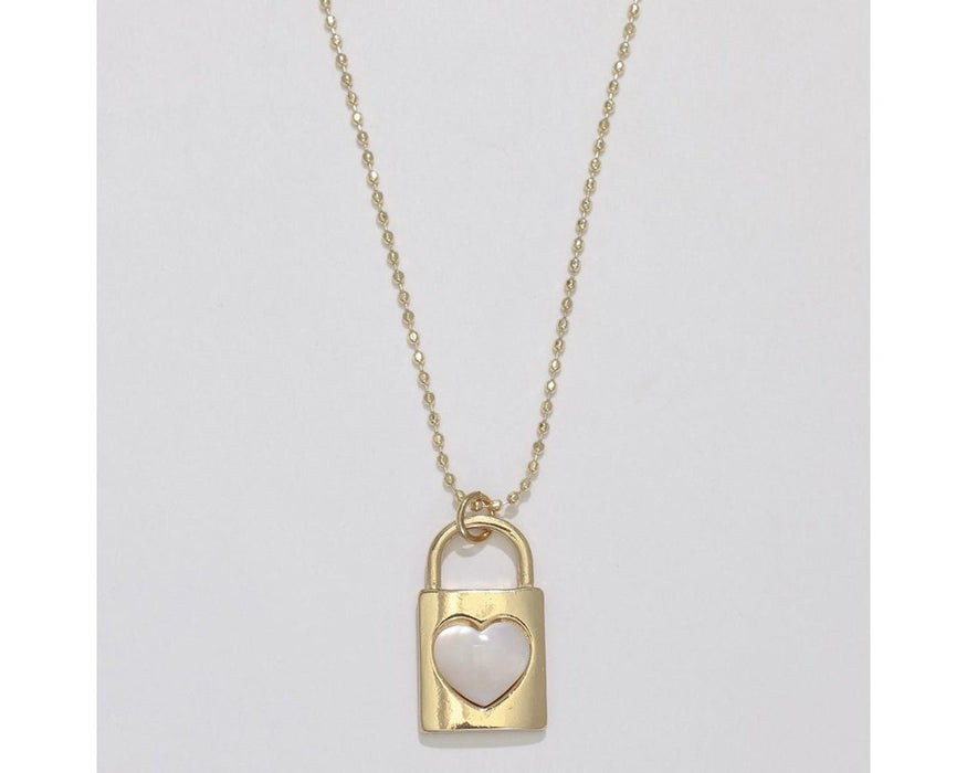 Periwinkle by Barlow : Mother of Pearl heart Inlay and Ball - Necklace - Periwinkle by Barlow : Mother of Pearl heart Inlay and Ball - Necklace