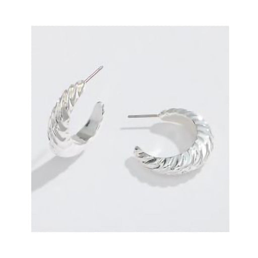 Periwinkle by Barlow : Polished ribbed Silver Hoops -Earrings - Periwinkle by Barlow : Polished ribbed Silver Hoops -Earrings