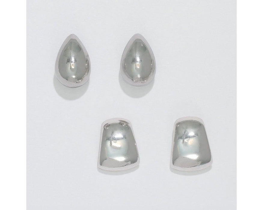 Periwinkle by Barlow : Polished Silver Shapes - Earrings (Set of 2 Pairs) - Periwinkle by Barlow : Polished Silver Shapes - Earrings (Set of 2 Pairs)