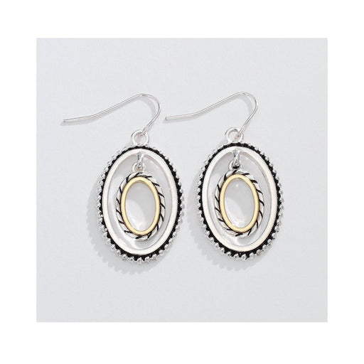 Periwinkle by Barlow : Roped Two-Tone Oval Dangles - Earrings - Periwinkle by Barlow : Roped Two-Tone Oval Dangles - Earrings