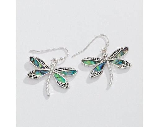 Periwinkle by Barlow : Silver dragonflies with abalone - Earrings - Periwinkle by Barlow : Silver dragonflies with abalone - Earrings