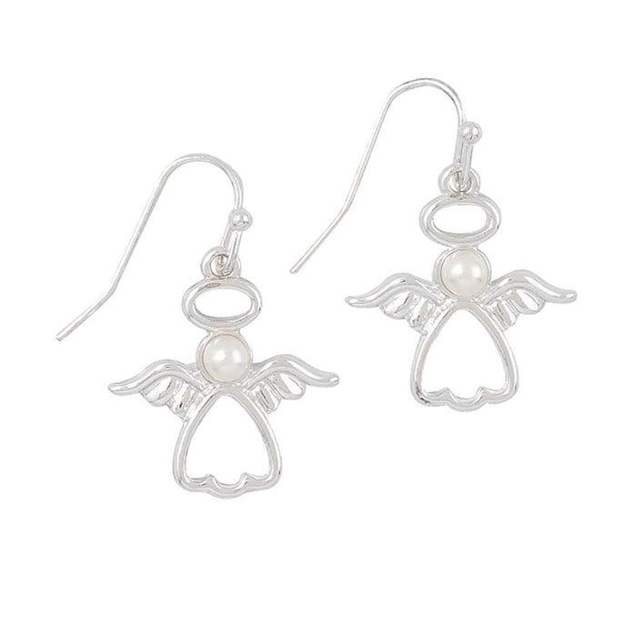 Periwinkle by Barlow : Silver & Pearl Angels - Earrings - Periwinkle by Barlow : Silver & Pearl Angels - Earrings