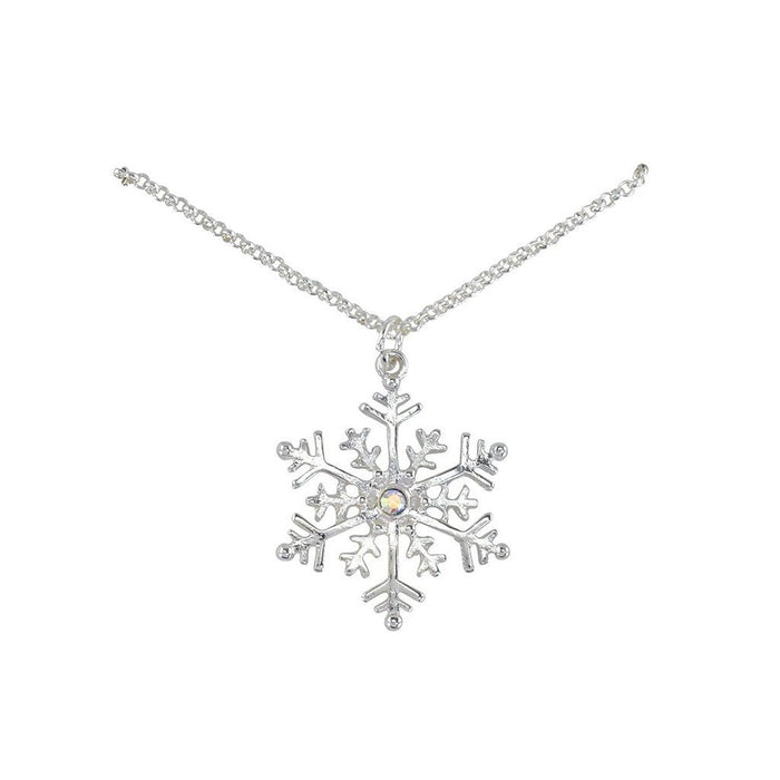 Periwinkle by Barlow : Silver Snowflake with Crystals Necklace - Periwinkle by Barlow : Silver Snowflake with Crystals Necklace