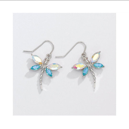 Periwinkle by Barlow : Sparkling Blue and AB Crystal Dragonfly - Earrings - Periwinkle by Barlow : Sparkling Blue and AB Crystal Dragonfly - Earrings