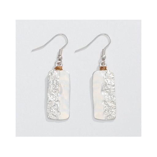 Periwinkle by Barlow : Textured Silver Drop with Gold Wire Wrap - Earrings - Periwinkle by Barlow : Textured Silver Drop with Gold Wire Wrap - Earrings