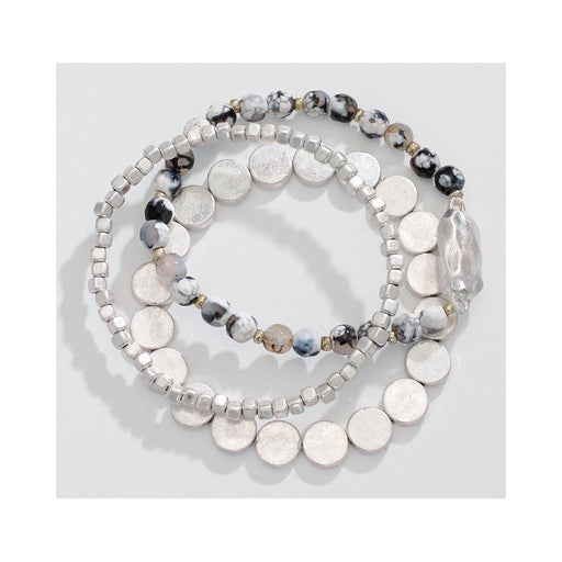 Periwinkle by Barlow : Three strands of burnished silver with labradorite -Bracelet - Periwinkle by Barlow : Three strands of burnished silver with labradorite -Bracelet