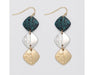 Periwinkle by Barlow : Tri - Tone Matte and Textured Dangles - Earrings - Periwinkle by Barlow : Tri - Tone Matte and Textured Dangles - Earrings