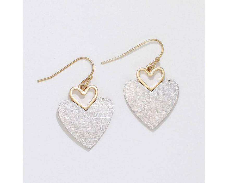 Periwinkle by Barlow : Two - tone Brushed Hearts - Earrings - Periwinkle by Barlow : Two - tone Brushed Hearts - Earrings