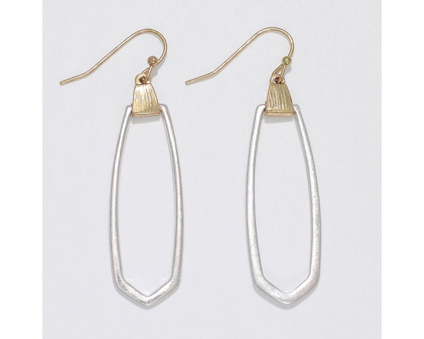 Periwinkle by Barlow : Two - tone textured open Drops - Earrings - Periwinkle by Barlow : Two - tone textured open Drops - Earrings