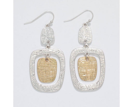 Periwinkle by Barlow : Two - Tone Textured Rectangular Dangles - Earrings - Periwinkle by Barlow : Two - Tone Textured Rectangular Dangles - Earrings