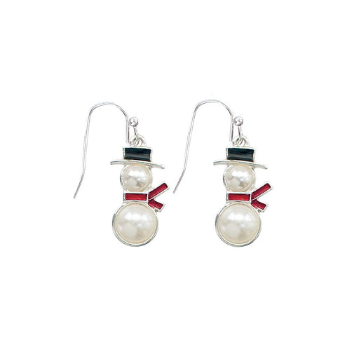 Periwinkle by Barlow : White Pearl Snowmen With Hat and Scarf - Earrings - Periwinkle by Barlow : White Pearl Snowmen With Hat and Scarf - Earrings