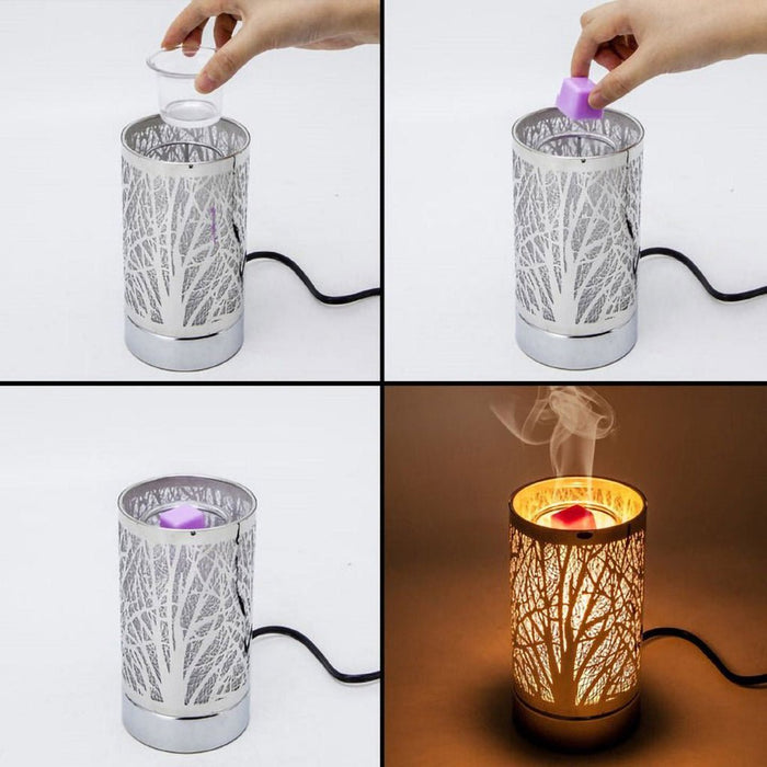 Peterson Artwares : 7" Touch Lamp - Electric Candle Essential Oil and WAX Burner - Metal Forest - Peterson Artwares : 7" Touch Lamp - Electric Candle Essential Oil and WAX Burner - Metal Forest