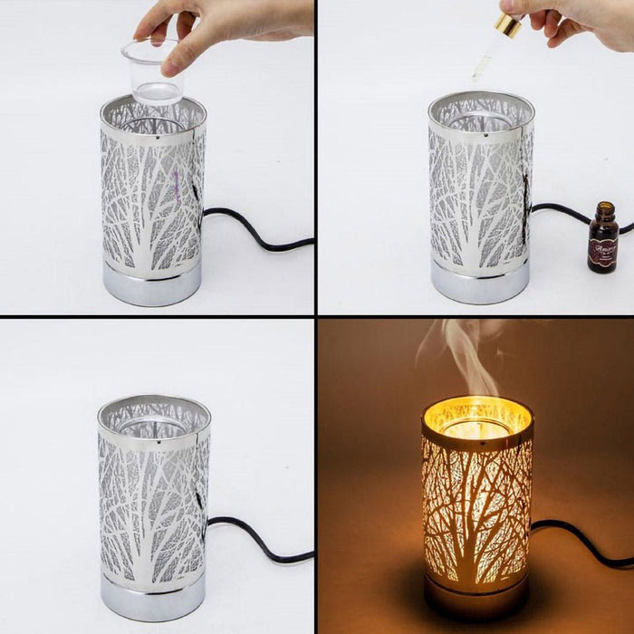 Peterson Artwares : 7" Touch Lamp - Electric Candle Essential Oil and WAX Burner - Metal Silver Honeybee - Peterson Artwares : 7" Touch Lamp - Electric Candle Essential Oil and WAX Burner - Metal Silver Honeybee