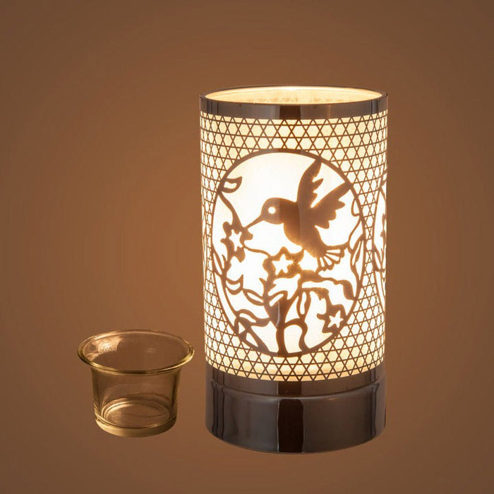 Peterson Artwares : 7" Touch Lamp - Electric Candle Essential Oil and WAX Burner - Metal Silver Hummingbird - Peterson Artwares : 7" Touch Lamp - Electric Candle Essential Oil and WAX Burner - Metal Silver Hummingbird