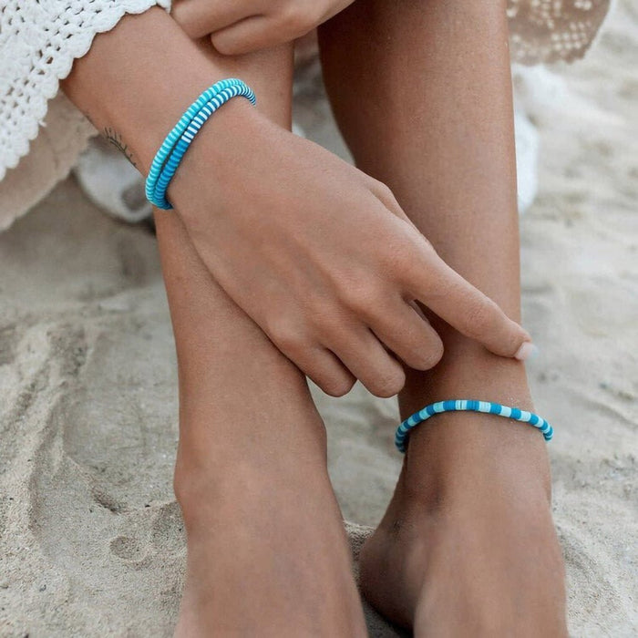 Pura Vida : Canal Blues Seascape Stretch Bracelet - Pura Vida : Canal Blues Seascape Stretch Bracelet